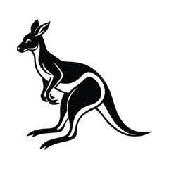 Fototapeta premium A silhouette of a kangaroo Jumping, showcasing its powerful legs and tail. 