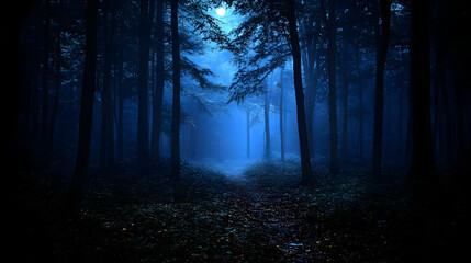 Fototapeta premium Mystical Moonlight Forest Illustration