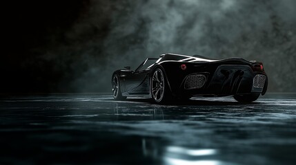 Black sports car in dark light