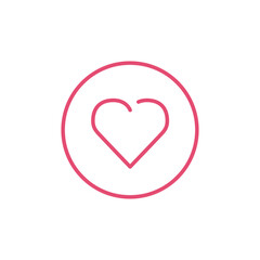 Heart love thin line icon for web and mobile minimalistic flat design. Vector white icon inside the circle. Isolated on transparent background SVG