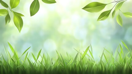 Obraz premium Vibrant green grass, a refreshing natural backdrop for spring and summer lush