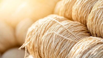 Close-up of natural straw bundles under sunlight, texture-rich details, eco-friendly materials