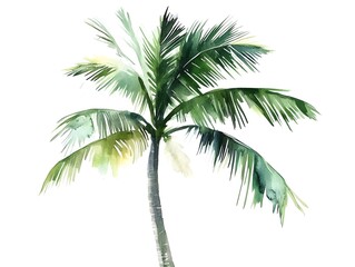 Naklejka premium Isolated Watercolor Tropical Exotic Palm Tree Beach Plant