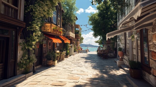 A street view of Buyukada Island itself. One of the Princes Islands in the Marmara Sea is Buyukada.