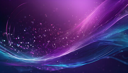 Fototapeta premium An image of blue and purple digital particles floating in the air, looking like a technological fog.