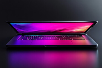 laptop with pink and purple gradient display: a vibrant technology device showcasing modern aesthetics and colorful art