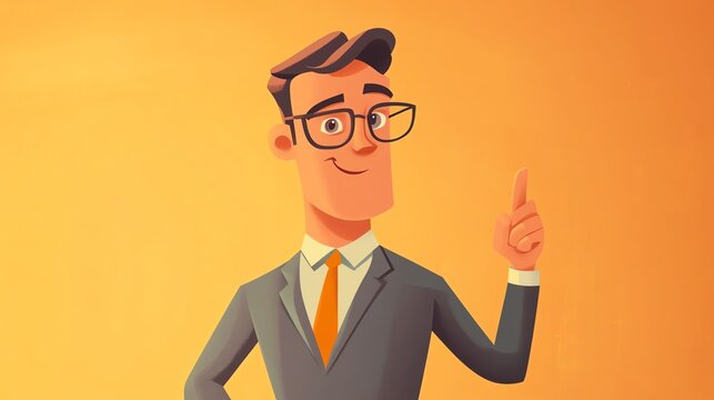 Confident businessman with glasses, giving a thumbs up against a warm orange background.