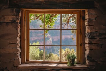 Window see canyon windowsill plant architecture.