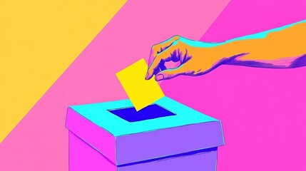 Minimalistic background enhances the significance of the voting process.