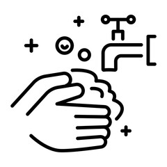 Hand wash with soap, line style icon 