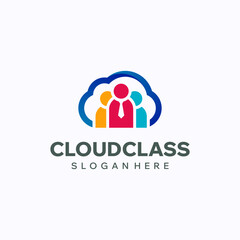 Cloud class logo design template. Digital leadership concept. Creative vector symbol.