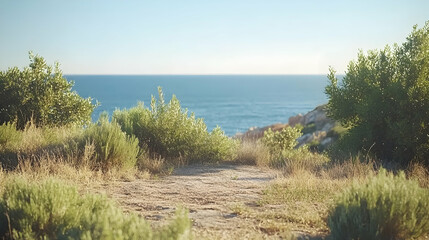 Fototapeta premium Coastal Path with Ocean View, trail, dirt path, dirt trail, walkway, seaside