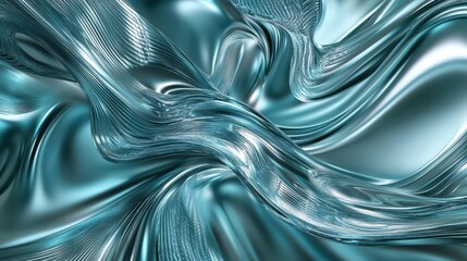 Obraz premium Aqua Mist and Platinum Gradients with Quantum Wave Patterns: Polished Chrome Texture for Future Tech and Medical Innovation. High-Resolution, Professional Finish.