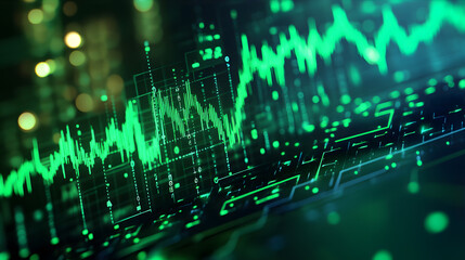 Green stock market growth background digital currency exchange infographic stock market data analysis background
