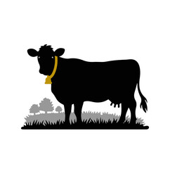 cow silhouettes isolated on a white background, Vector illustration.