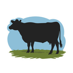 cow silhouettes isolated on a white background, Vector illustration.