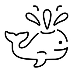 A line style icon of bathtub whale 