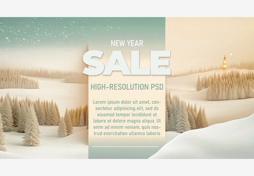 Holiday & Winter Templates: Snowy Landscape Banner with Lighthouse & Trees for a Merry Christmas & Happy New Year Holiday Template Generative AI