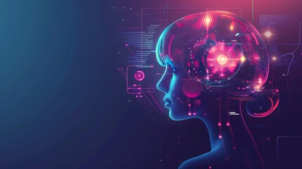 E learning technology concept. AI and machine learning enhance personalised learning. Technology course, teaching, business training. e-learning, online education, education, internet learning. 