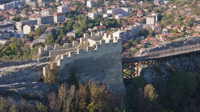 Close up Ovech Fortress in Provadia, Bulgaria. Travel to Bulgaria. Parallax view of the city in the lowlands