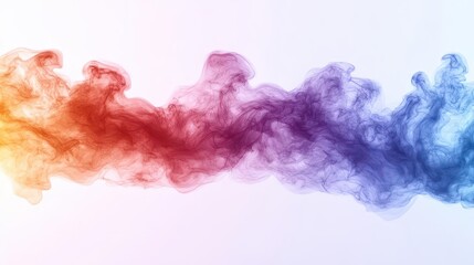Fototapeta premium colorful smoke cloud explosion in rainbow hues, isolated against a white background, capturing an energetic and vibrant artistic moment