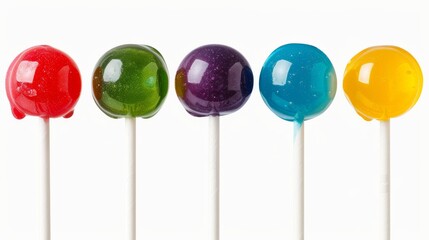 Vibrant Colorful Lollipop Against a Plain Background