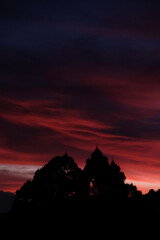 Beautiful dramatic sunset paints the sky.