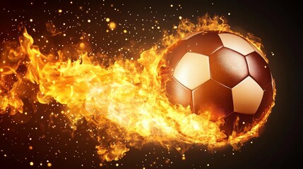 Fototapeta premium A soccer ball engulfed in flames, creating a dynamic and powerful image. 