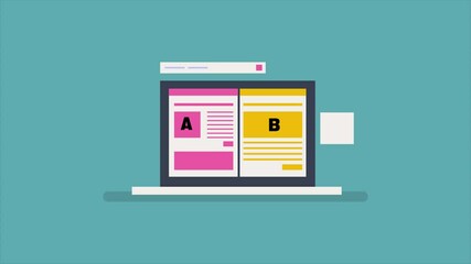 Website split testing, Website AB testing, Social media Advertising AB testing, AB test. Animation video clip