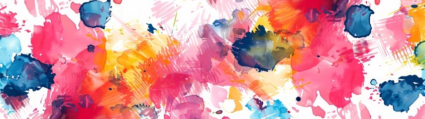 Naklejka premium Vibrant Abstract Watercolor Splash Design, stunning seamless print featuring bold hues and dynamic shapes, ideal for creative wallpaper applications and artistic decor.