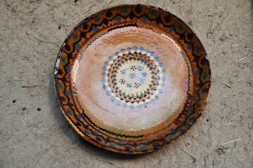 Ceramic plate with the traditional pattern of Uzbekistan. Bukhara