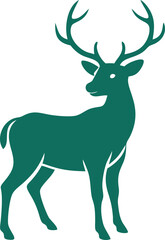 Deer vector icon and logo design. Illustration of Cute Deer Isolated. Cartoon deer wild animal forest fauna standing, lying, jumping, drinking and grazing set isolated on white.