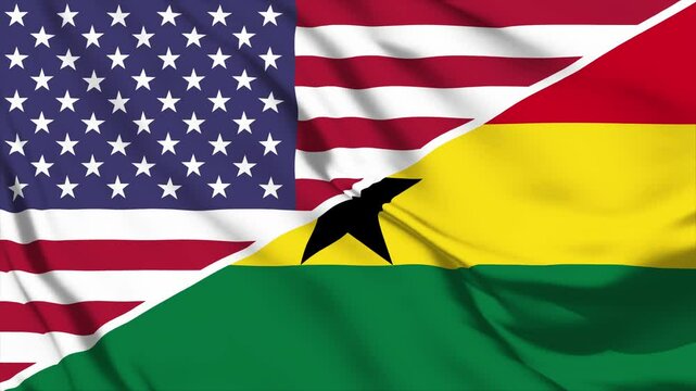 United waving flag animation of the United States and Ghana