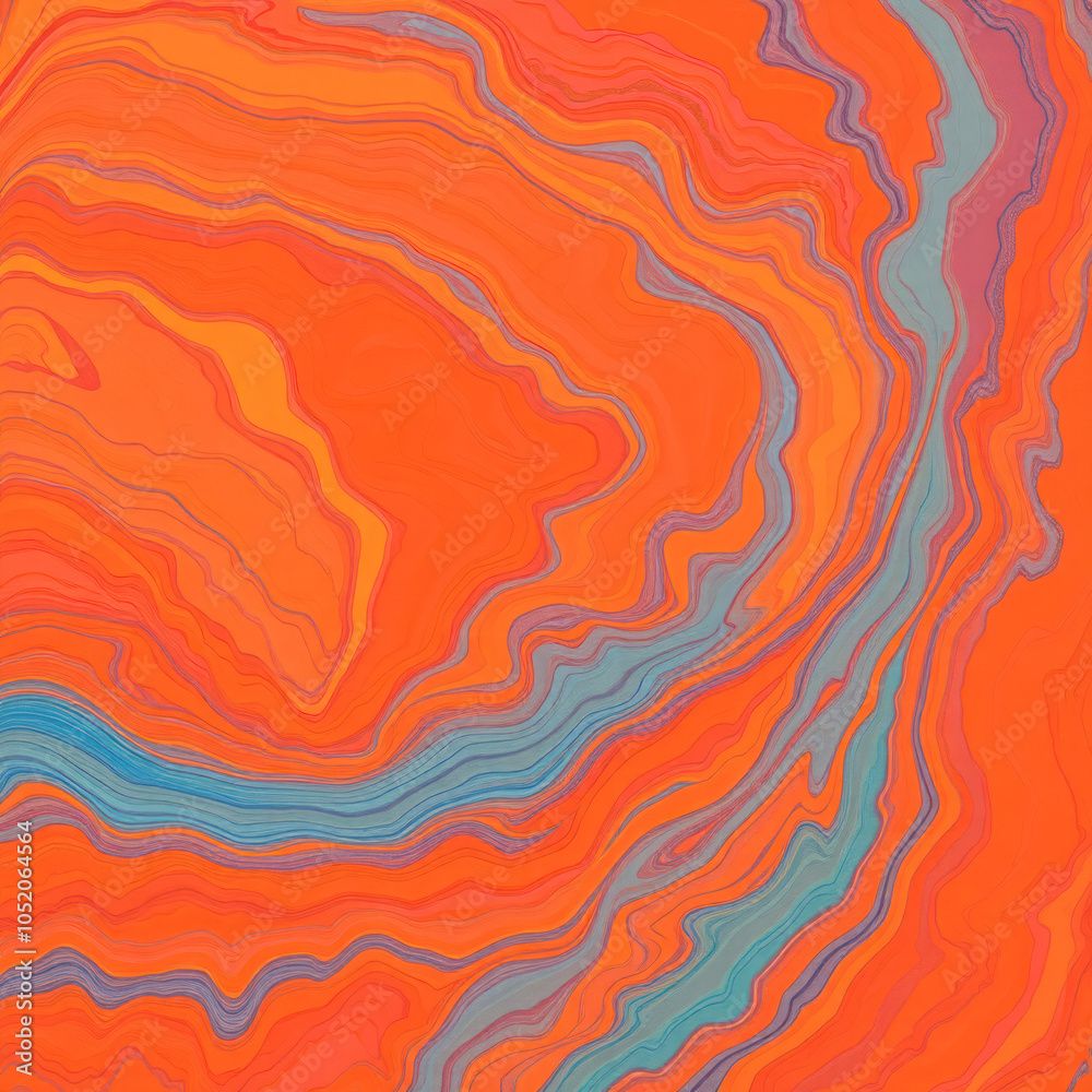 Aufkleber streams of orange and blue paint create a textured abstract composition