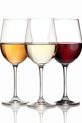 Elegant wine glasses on a white background