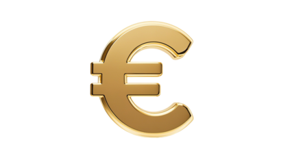Euro Sign Infographic Icon Golden, isolated on white transparent background, png.....