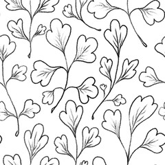 black and white floral herbal abstract seamless pattern background fabric fashion design print wrapping paper digital illustration art texture textile wallpaper colorful apparel image 