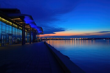 Obraz premium National Harbor. Night Skyline Panorama with Sea Views in City Landscape