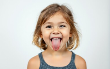 Cheerful Young Girl Playfully Sticking Out Her Tongue