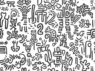 An abstract drawing of various birds in abstract design and doodle style.