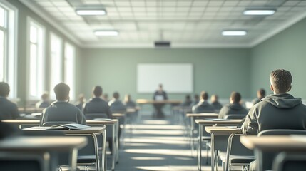 Focused Students in a Classroom During an Exam for Educational Materials. Generative ai