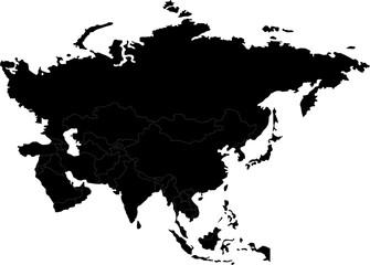 Detailed map of Asia, highlighting country borders