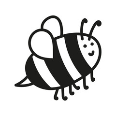Hand drawn funny bee character. Nature insects doodle illustration