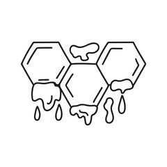 Fototapeta premium Honeycomb with dripping liquid honey. Hand drawn doodle illustration.