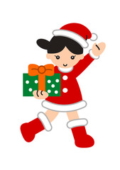 プレゼントを持つ女の子サンタクロース