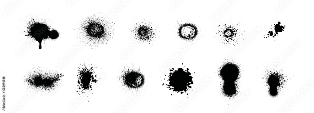 Poster gunge dots and circles with grainy and dust effect. vector abstract dotwork. dops and blots, messy a