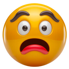 Yellow 3D smile face emoticon with surprised expression.