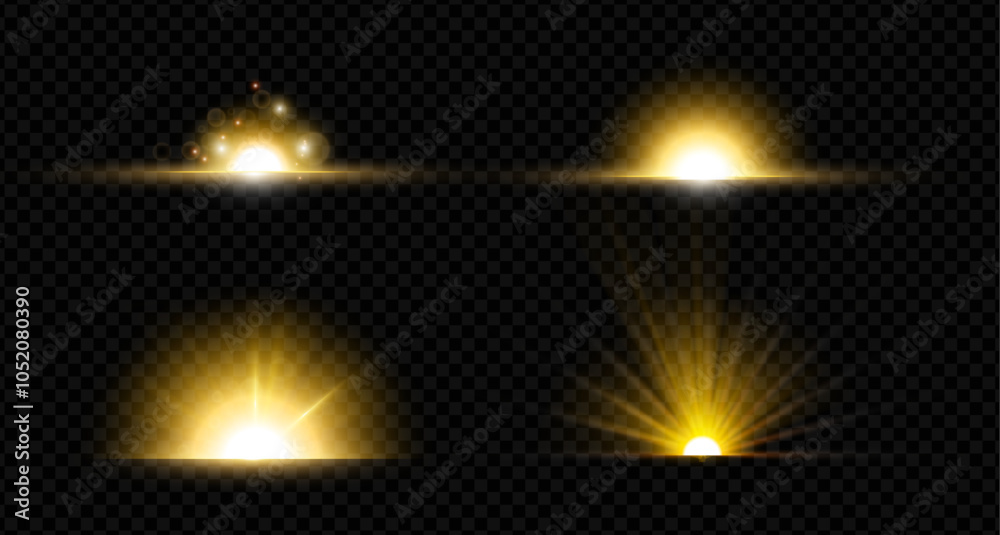 Poster horizontal bursts and glittering effect. vector realistic beam of light and illumination. isolated s