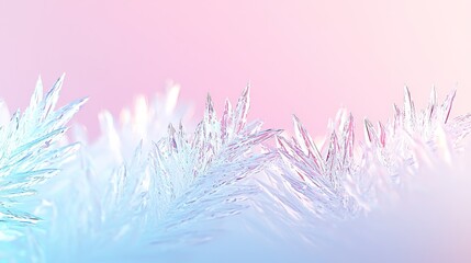 Delicate ice crystals sparkle in subtle colors against a soft background capturing the essence of winter's beauty and transience
