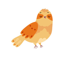 Fototapeta premium Barn owl or tyto alba cute cartoon character. Vector feathered night creature. Isolated nocturnal bird of prey. Forest woods avian animal, wildlife and natural fauna. Birdwatching and ornithology